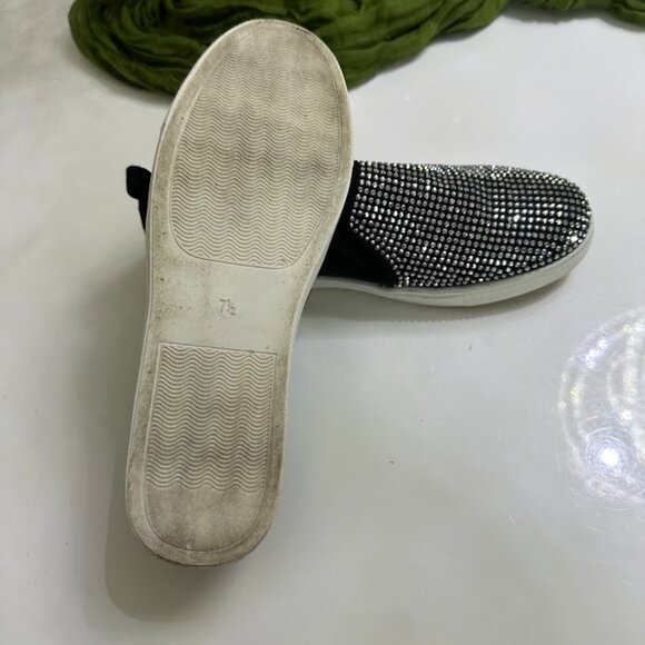 Women’s Black Textile Slip-On Moccasins with Rhinestone Detailing Size: 7.5 - Picture 5 of 6